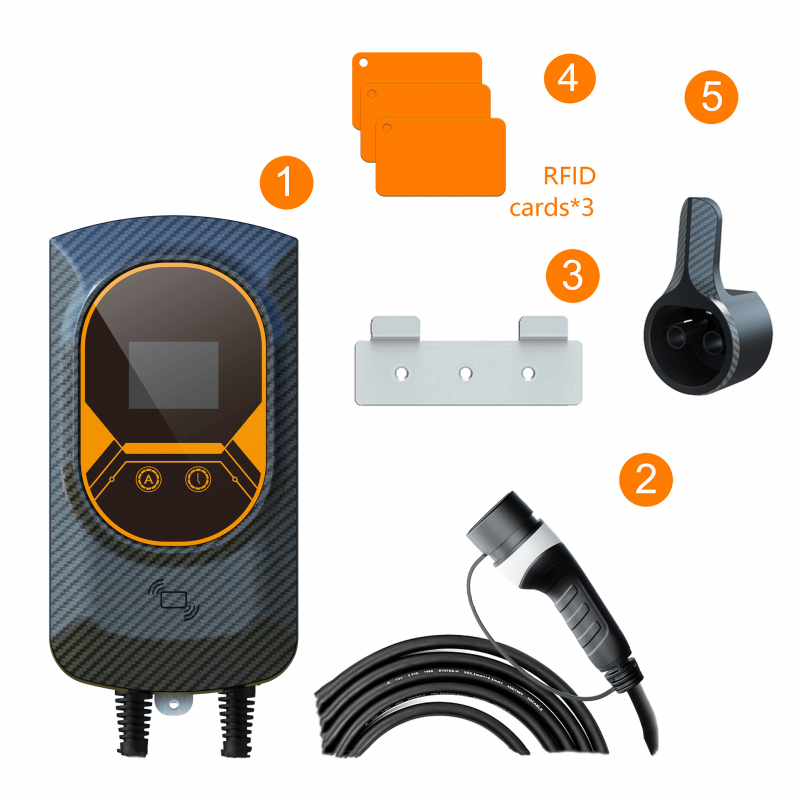 Tera Smart EV Chargeur Type 2 Wallbox: Borne de Recharge Vehicule  Electrique 22kw Triphasé 32A 400V CE Certifié avec APP WiFi Bluetooth 7M  Câble de Recharge Support Mural de Chargeur pour EV