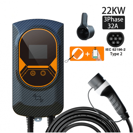 Borne de recharge connectée triphasé 22 KW - Mode 3 - Prise type 2 - 32A
