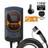 Borne de recharge connectée monophasé 11 KW - Mode 3 - Prise type 2 - Noir/Orange