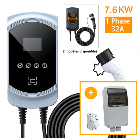 Borne de recharge monophasée 7 KW Type 2 avec protections électriques