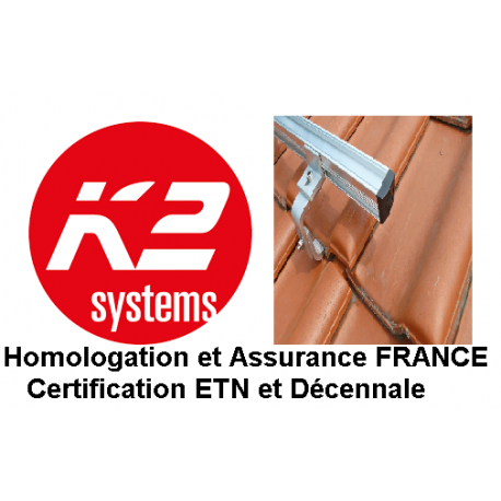 K2 Systems - fixation tuiles - 1x 6 panneaux en portrait