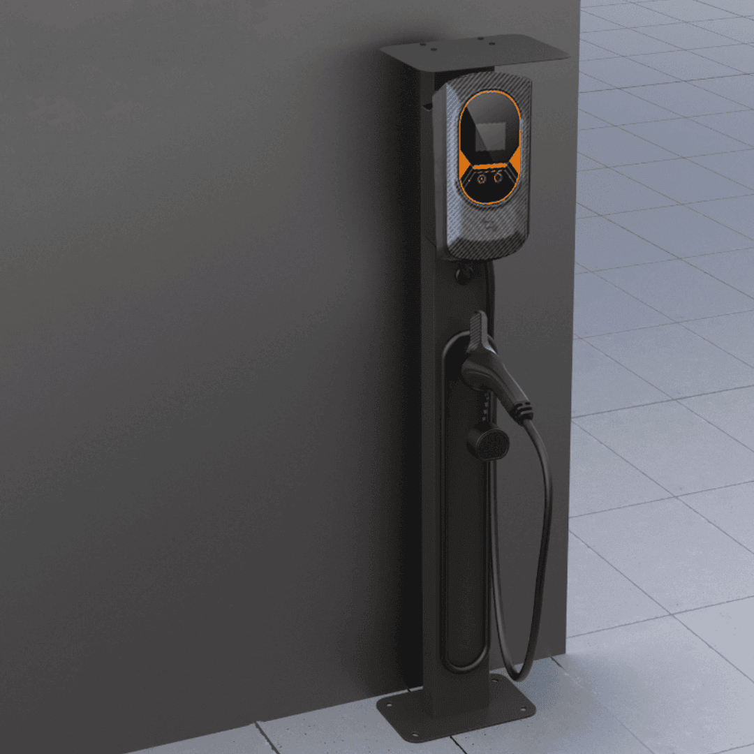 Borne de recharge intelligente triphasé 22 kW - Modèle Noir/Orange