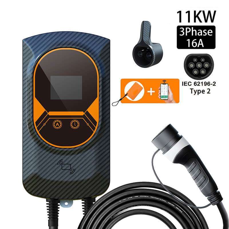 Borne de recharge triphasée 11 KW - Modèle Noir/Orange